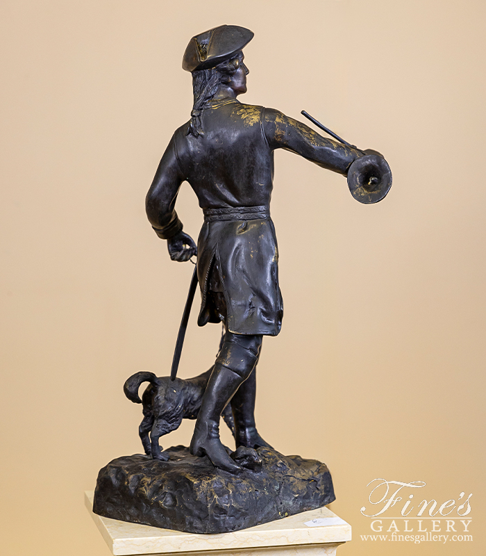 Bronze Statues  - Colonial Man Fox Hunt In Bronze - BS-1046